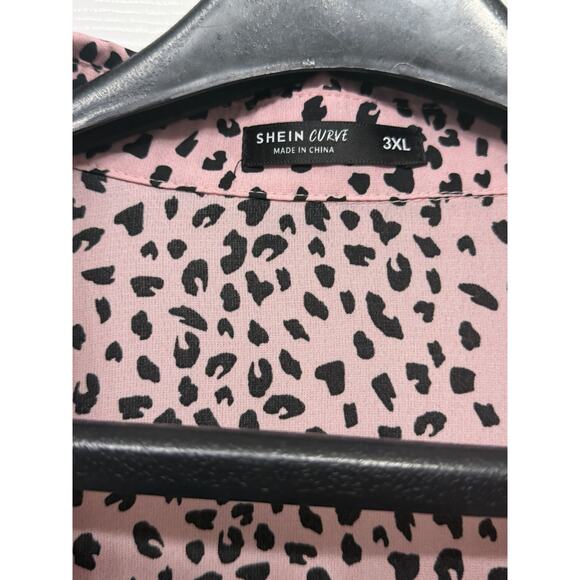 Women’s SHEIN Curve Pink & Black Animal Print Button-Up Blouse - Size 3X - Picture 5 of 9